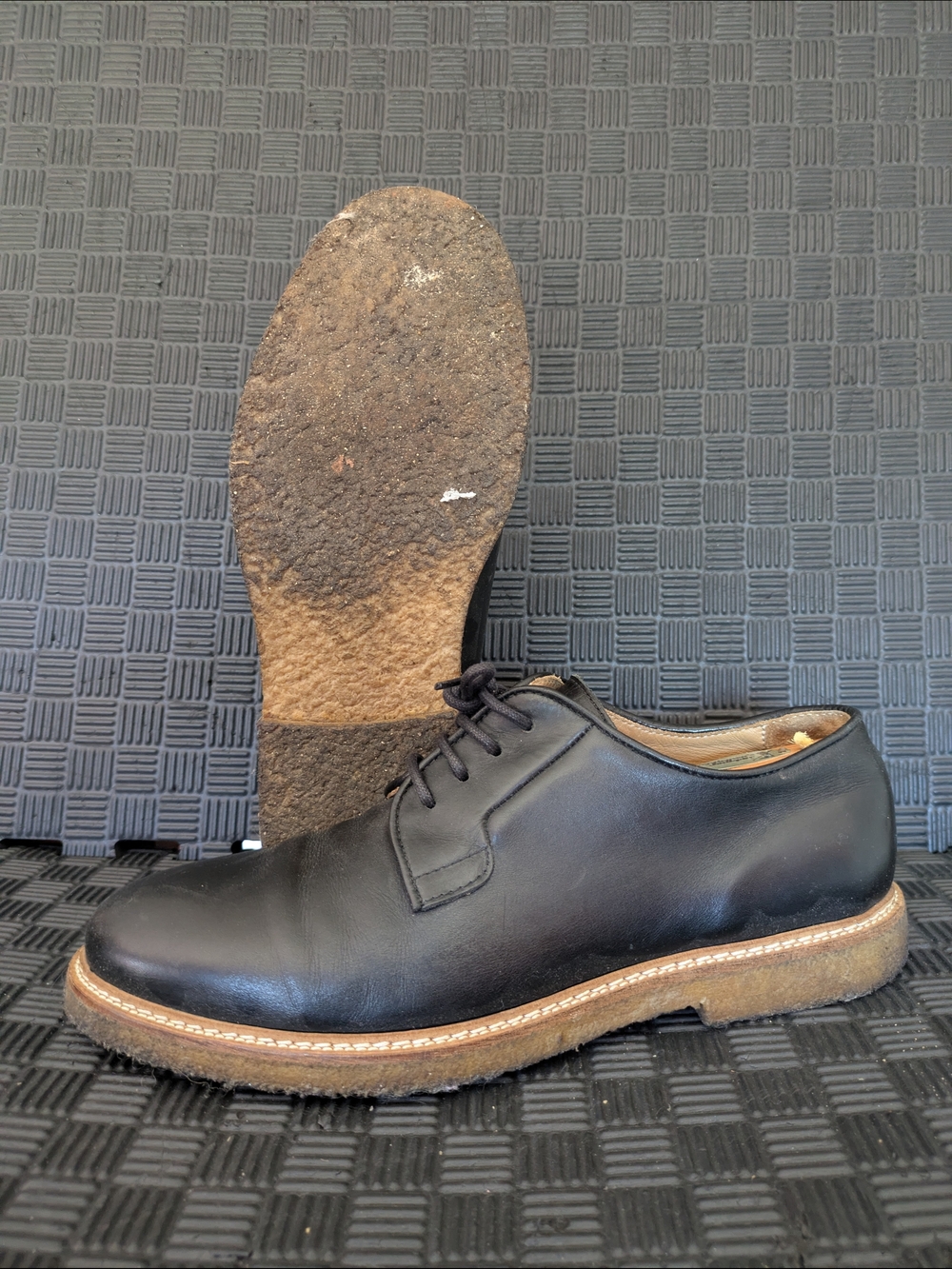 A.P.C. Black Leather Derby Shoes Crepe Sole Derbies Size EU 44 / US 11